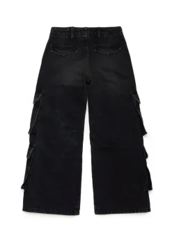 Diesel Kids Jeans Cargo Denim Nero per Bambine