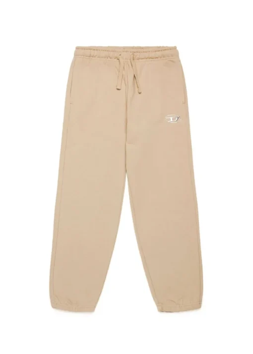 Diesel Kids Pantaloni in Felpa Beige con Logo Oval D per Bambini