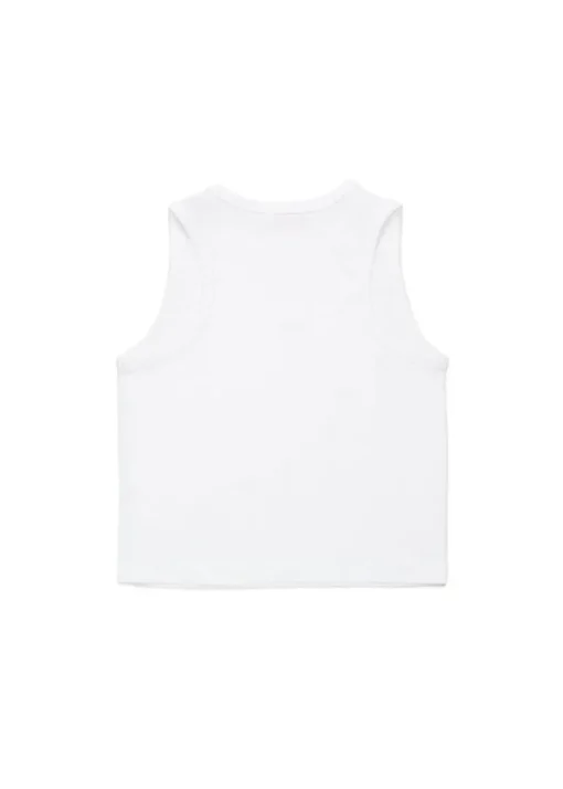 Diesel Kids Top Bianco con Patch Oval D per Bambine