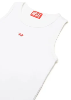 Diesel Kids Top Bianco con Patch Oval D per Bambine