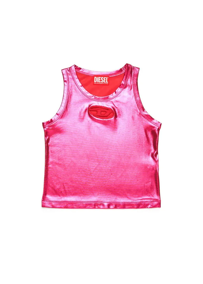 Diesel Kids Top Fucsia Metallizzato con Oval D per Bambine