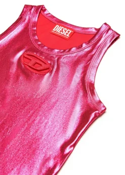 Diesel Kids Top Fucsia Metallizzato con Oval D per Bambine