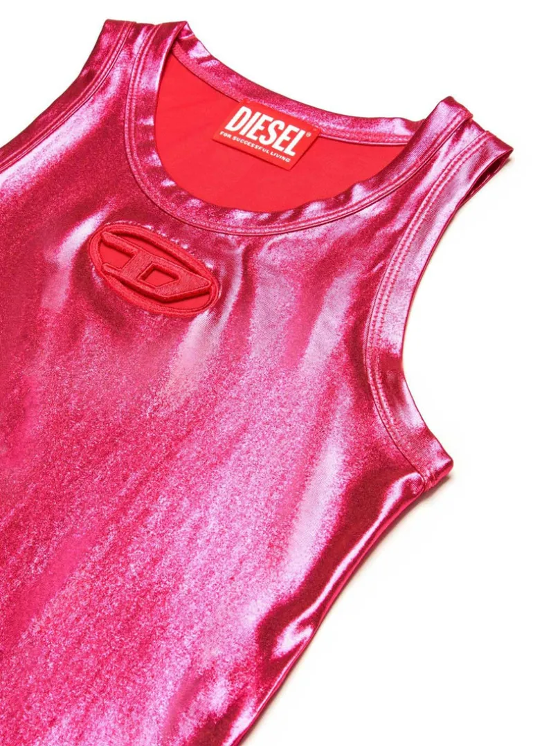 Diesel Kids Top Fucsia Metallizzato con Oval D per Bambine