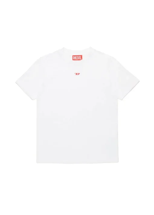 Diesel Kids T-shirt Bianca con Patch Oval D