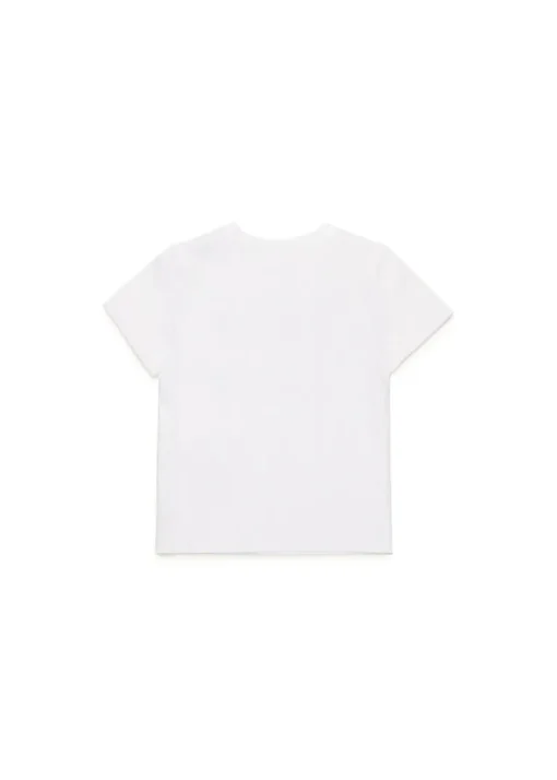 Diesel Kids T-shirt Bianca Used Effect con Oval D per Neonati