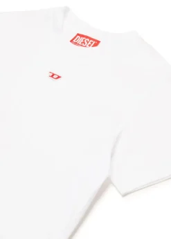 Diesel Kids T-shirt Bianca con Patch Oval D