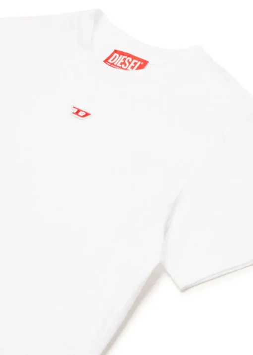 Diesel Kids T-shirt Bianca con Patch Oval D