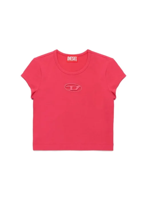 Diesel Kids T-Shirt Fucsia con Logo Oval D per Bambine