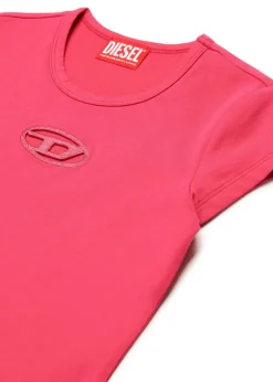 Diesel Kids T-Shirt Fucsia con Logo Oval D per Bambine