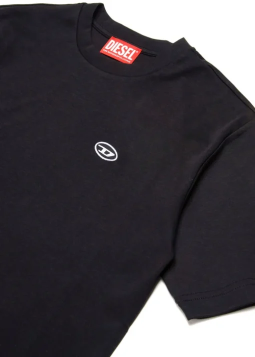 Diesel Kids T-shirt Nera con Micro Oval D per Bambini