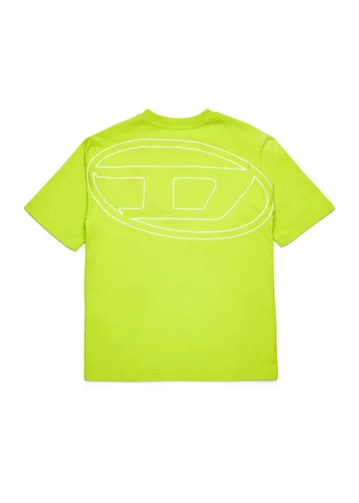 Diesel Kids T-shirt Verde Mela con Logo e Macro Oval D per Bambini