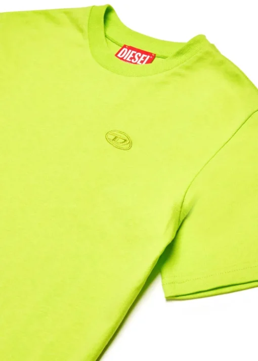 Diesel Kids T-shirt Verde Mela con Logo e Macro Oval D per Bambini