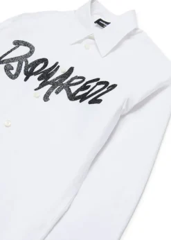 Dsquared2 Kids Camicia Bianca con Stampa Logo per Bambini