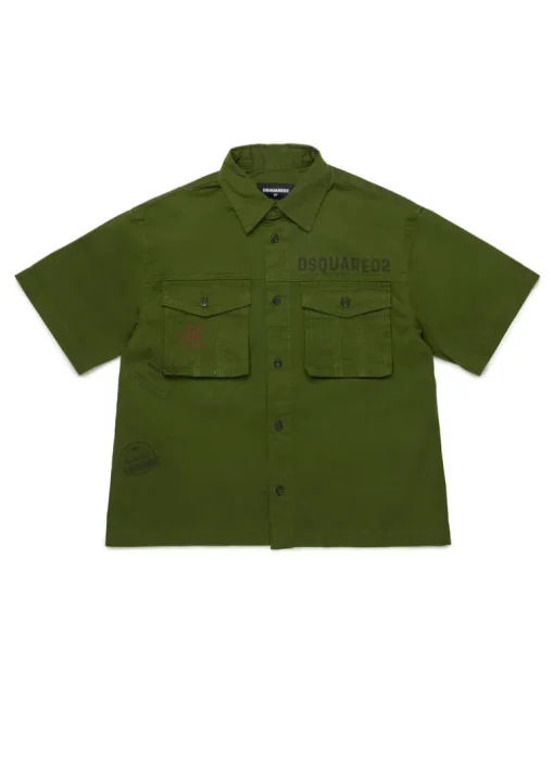 Dsquared2 Kids Camicia Verde Militare per Bambini