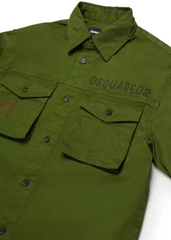Dsquared2 Kids Camicia Verde Militare per Bambini