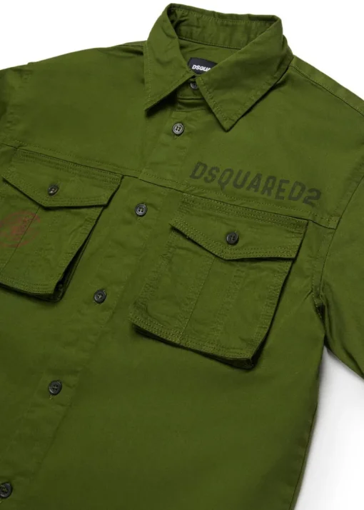 Dsquared2 Kids Camicia Verde Militare per Bambini