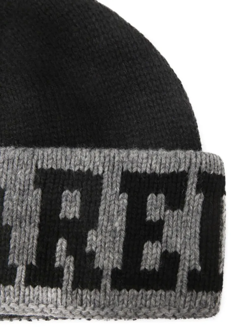 Dsquared2 Kids Cappellino Nero in Lana con Logo per Neonati