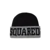 Dsquared2 Kids Cappello Beanie Nero con Logo Jacquard per Bambini