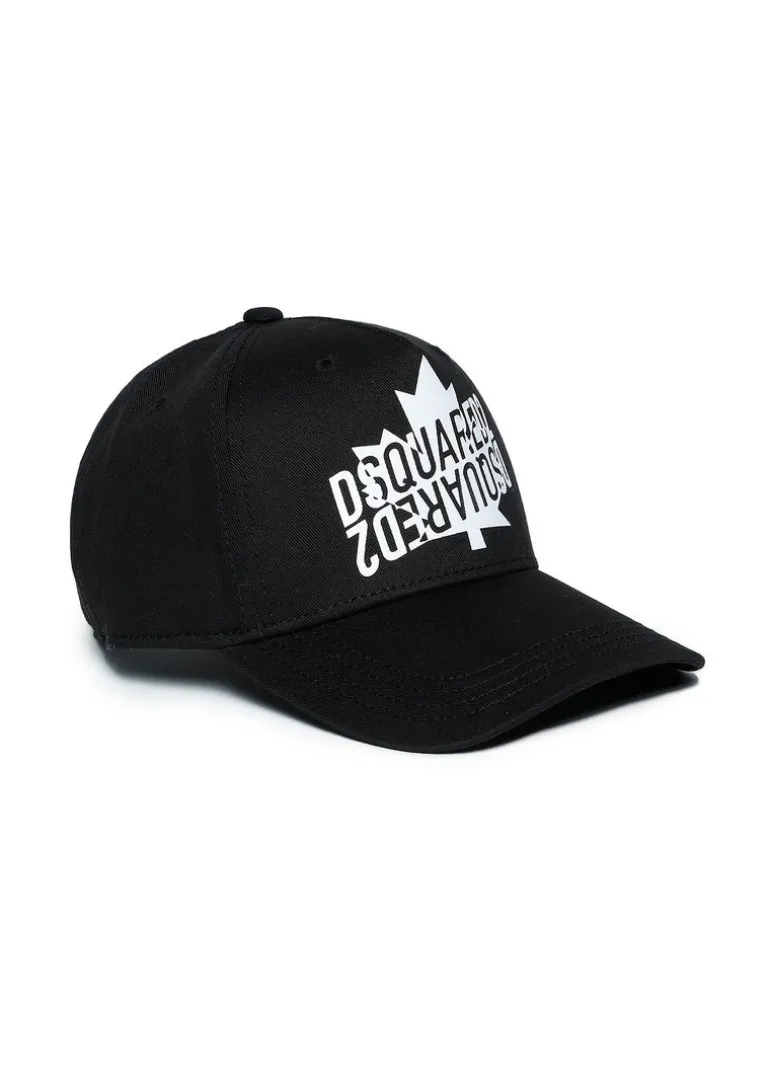 Dsquared2 Kids Cappello da Baseball Nero con Stampa Logo