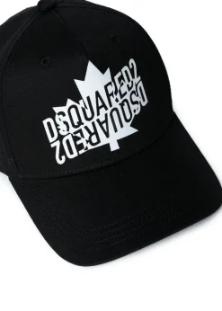 Dsquared2 Kids Cappello da Baseball Nero con Stampa Logo