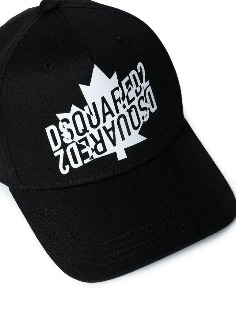 Dsquared2 Kids Cappello da Baseball Nero con Stampa Logo