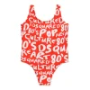 Dsquared2 Kids Costume Intero Rosso con Stampa Prouse All-over per Neonate