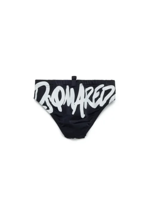 Dsquared2 Kids Costume Slip Nero con Stampa per Neonati