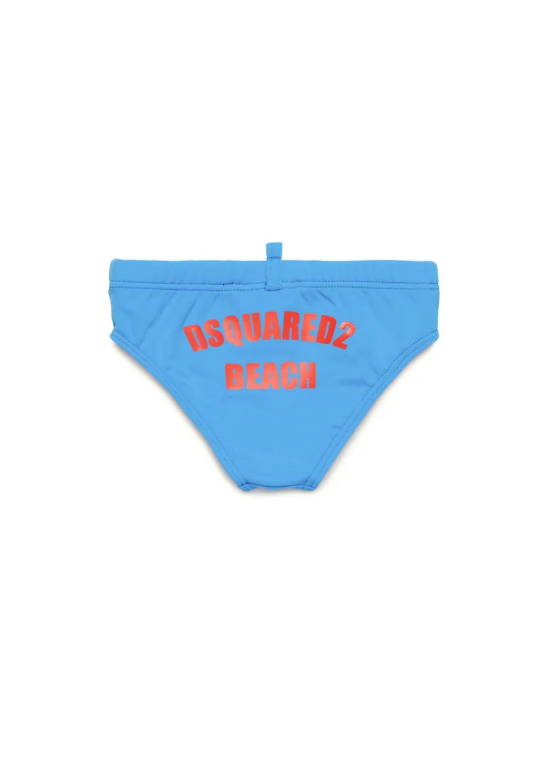 Dsquared2 Kids Costume Slip Azzurro con Grafica Beach per Neonati