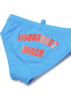 Dsquared2 Kids Costume Slip Azzurro con Grafica Beach per Neonati