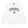 Dsquared2 Kids Felpa Bianca con Cappuccio con Stampa Logo per Bambini