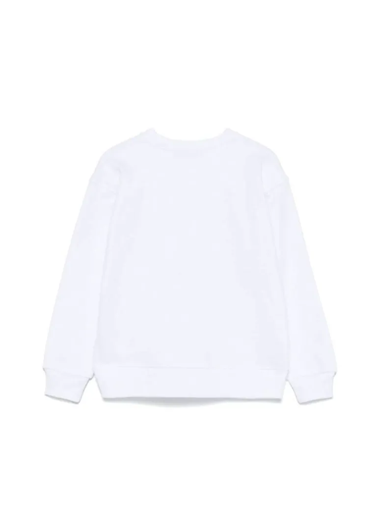 Dsquared2 Kids Felpa Bianca Girocollo con Stampa per Bambini