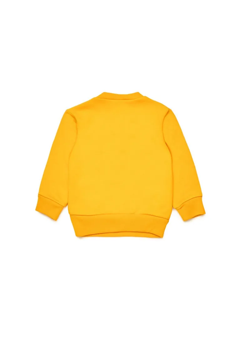 Dsquared2 Kids Felpa Girocollo Gialla con Stampa per Neonati
