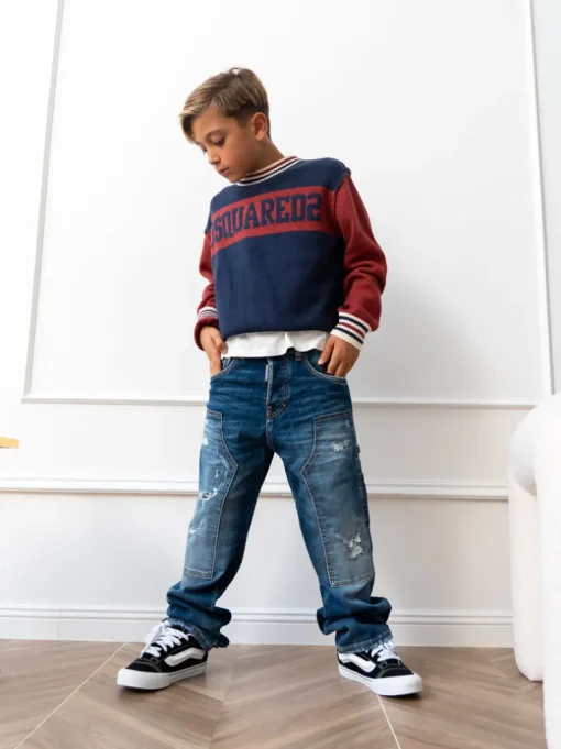 Dsquared2 Kids Jeans Denim Blu Carpenter per Bambini
