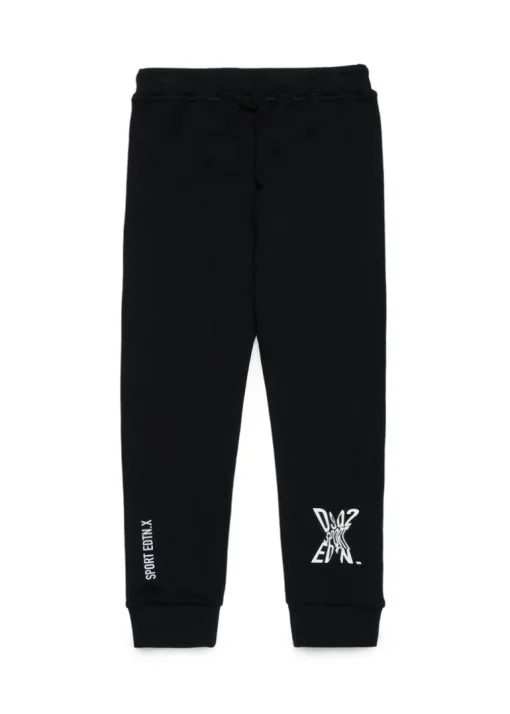 Dsquared2 Kids Pantaloni in Felpa Neri Sport EDTN per Bambini