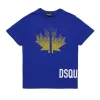Dsquared2 Kids T-shirt Bluette con Applicazione Leaf Strass per Bambine