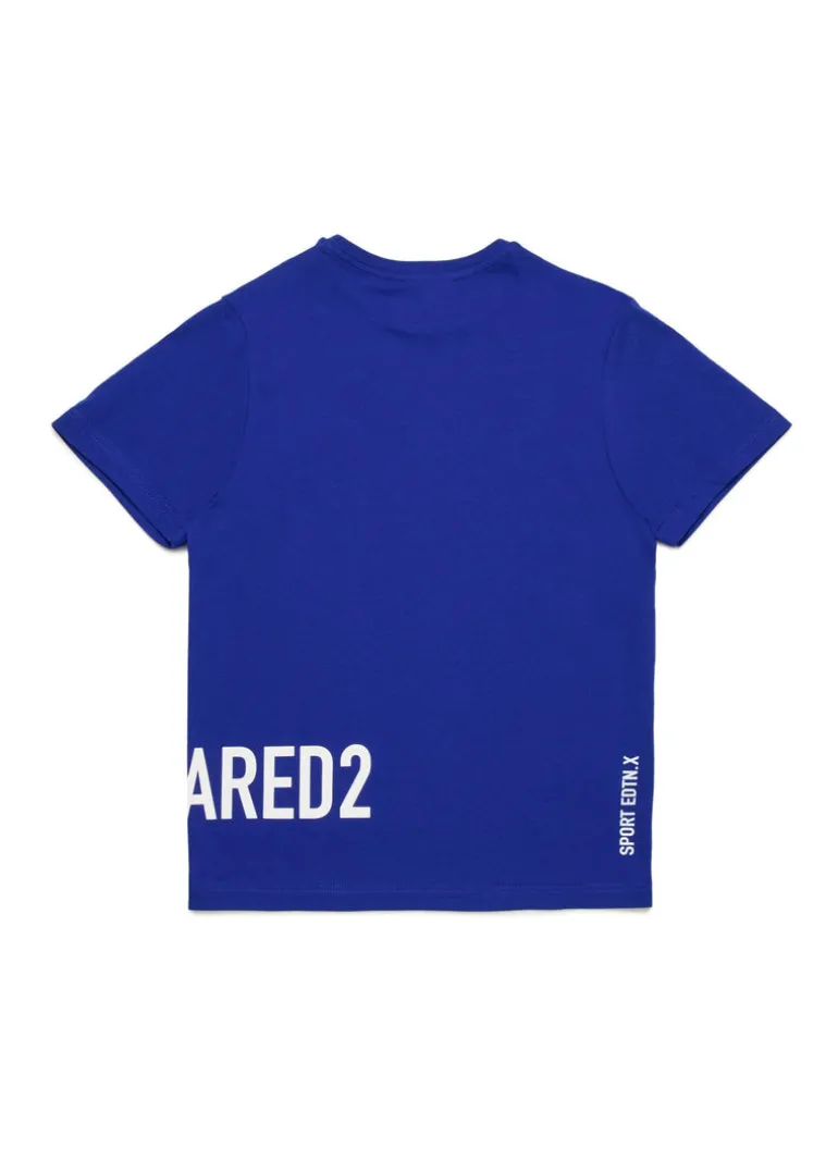 Dsquared2 Kids T-shirt Bluette con Applicazione Leaf Strass per Bambine