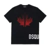 Dsquared2 Kids T-shirt Nera con Applicazione Leaf Strass per Bambine