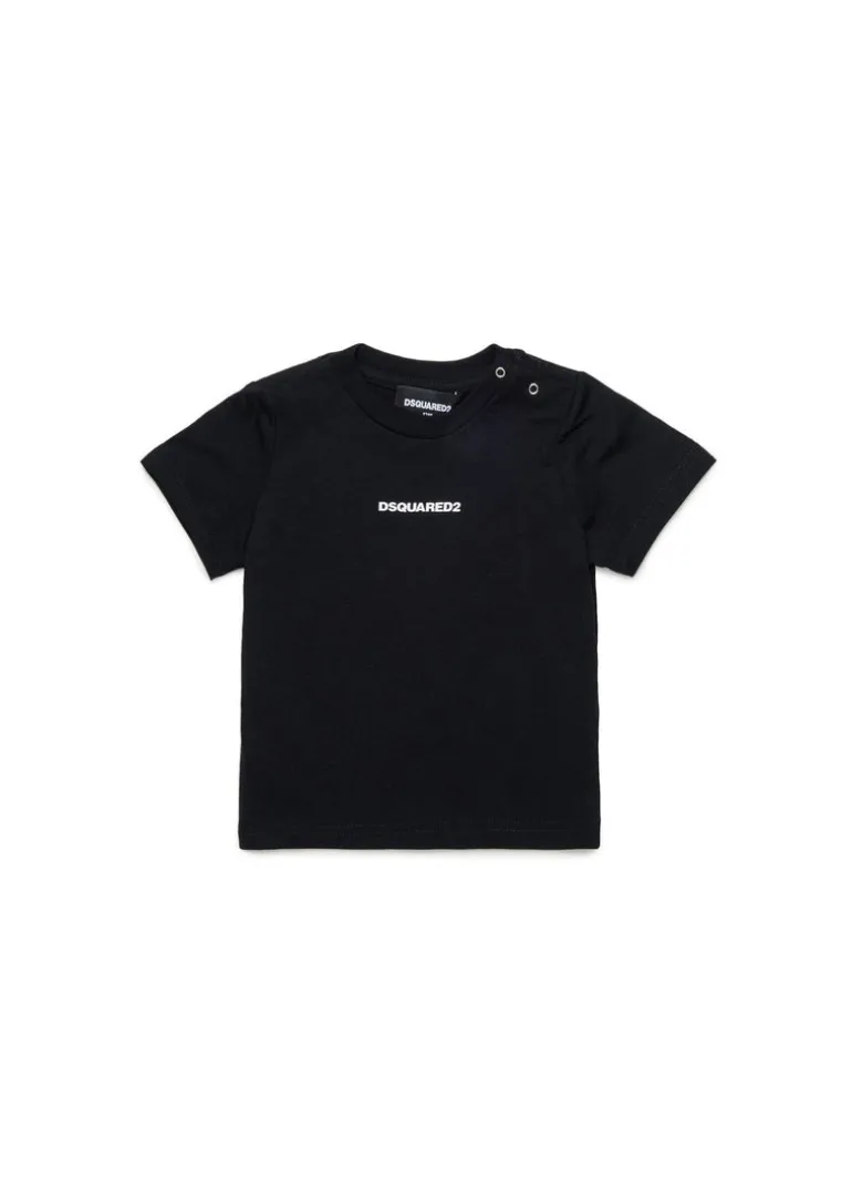 Dsquared2 Kids T-shirt Nera con Stampa Logo