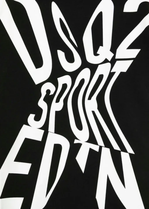 Dsquared2 Kids T-shirt Nera con Stampa Sport EDTN per Bambini