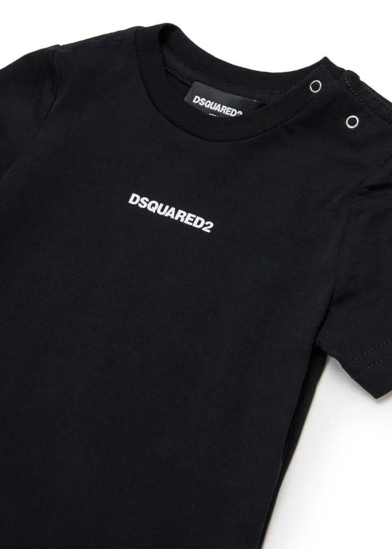 Dsquared2 Kids T-shirt Nera con Stampa Logo