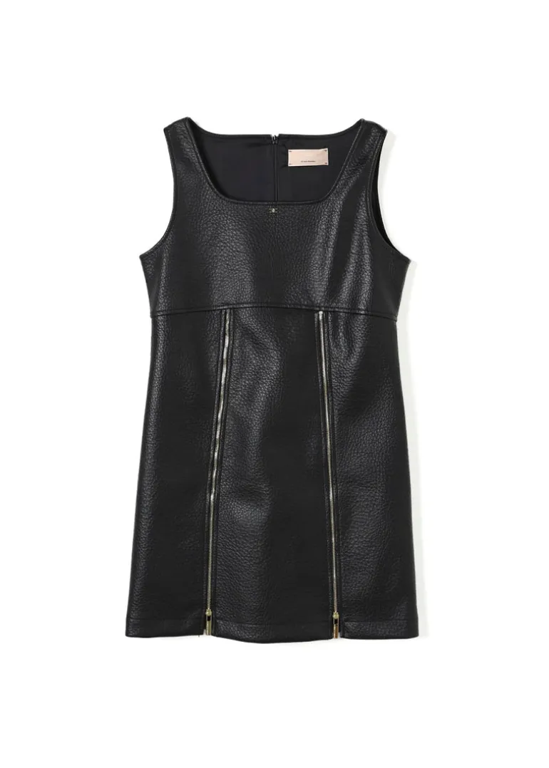 Elisabetta Franchi La Mia Bambina Abito Nero in Eco Pelle per Bambine