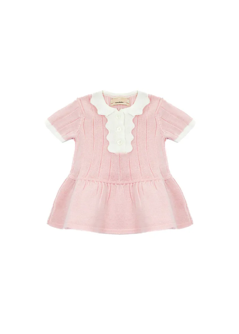 Elisabetta Franchi La Mia Bambina Abito Rosa/Avorio con Logo per Neonate