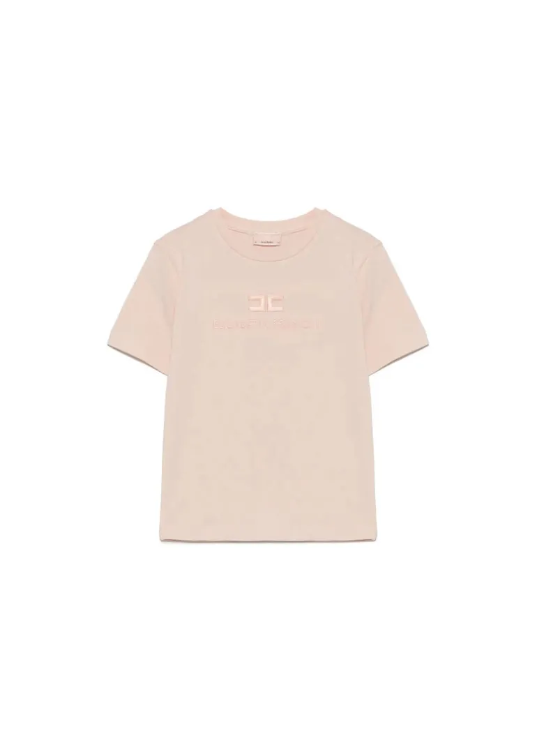 Elisabetta Franchi La Mia Bambina T-shirt Rosa con Ricamo per Neonate