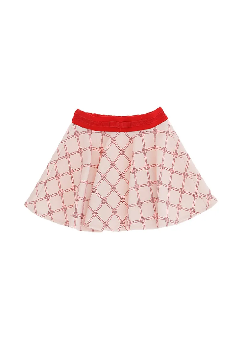 Elisabetta Franchi La Mia Bambina Gonna Rosa/Rossa con Fiocchetto per Neonate