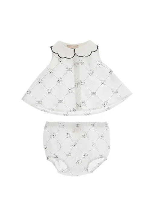 Elisabetta Franchi La Mia Bambina Cosacca e Coulotte Avorio/Nero per Neonate