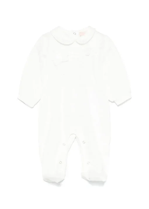 Elisabetta Franchi La Mia Bambina Tutina Panna con Applicazioni Fiori per Neonate