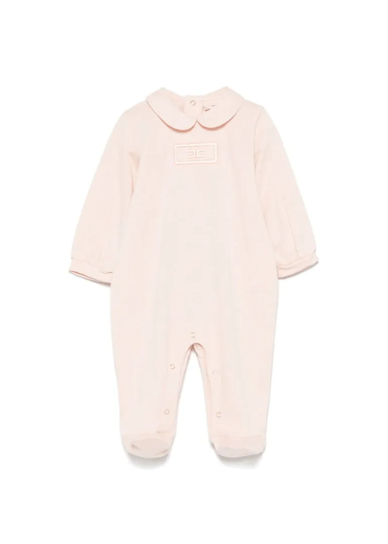 Elisabetta Franchi La Mia Bambina Tutina Rosa con Ricamo Logo per Neonate