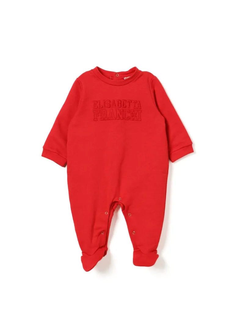 Elisabetta Franchi La Mia Bambina Tutina Rossa con Ricamo Logo per Neonate