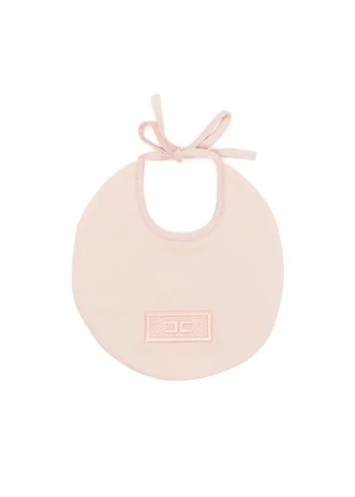 Elisabetta Franchi La Mia Bambina Bavetta Rosa con Logo per Neonate