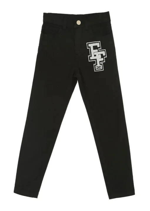 Elisabetta Franchi La Mia Bambina Jeans Nero con Patch per Bambine
